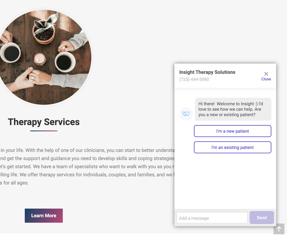 Chatbot for Therapy Website